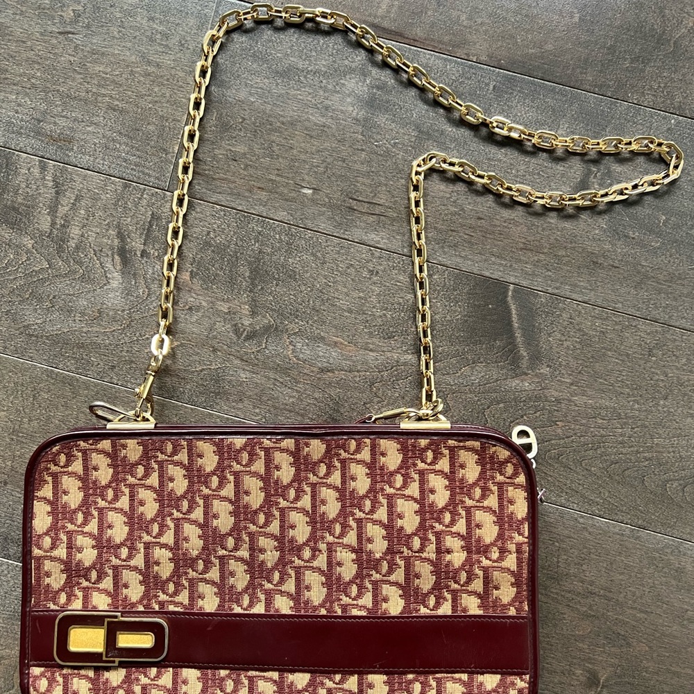 Authentic Vintage Christian Dior Burgundy Monogram Shoulder Bag